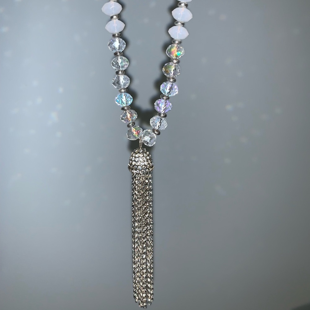 Anne Klein Silver Long Beaded Necklace